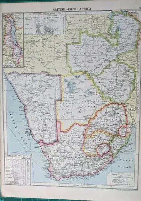 1928 Map British South Africa Cape Of Good Hope Transvaal Orange Free