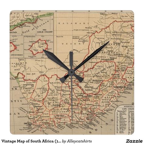 Vintage Map Of South Africa 1880 Square Wall Clock Vintage Map