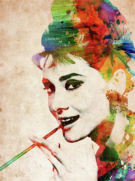 Audrey Hepburn Colorful Portrait Digital Art By Mihaela Pater Fine