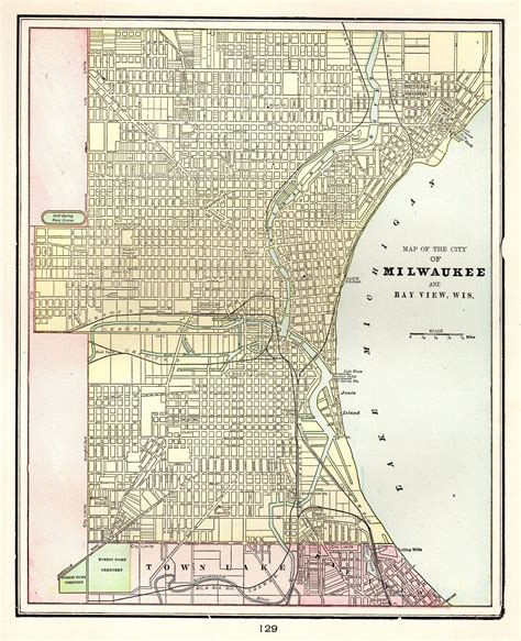 1896 Antique Milwaukee Street Map Of Milwaukee Wisconsin City Etsy