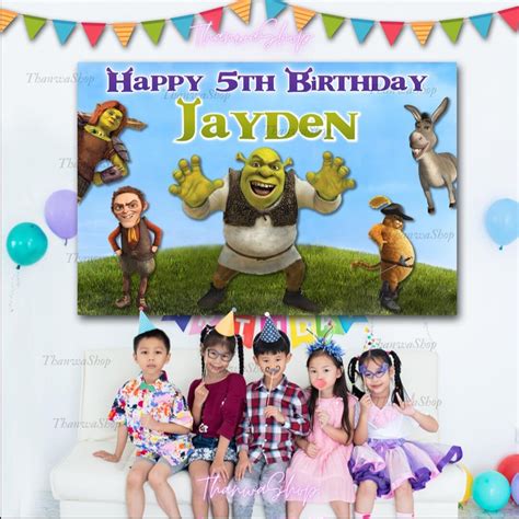Printable Personalized Shrek Backdrop Shrek Birthday Etsy