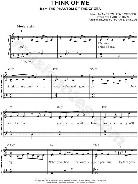 Improve your language skills as it will be easier for you to understand foreign languages ??in different parts of the piano. "Think of Me" from 'The Phantom of the Opera' Sheet Music ...