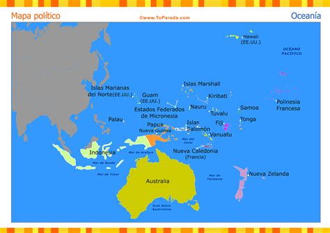 Mapa de Oceanía político - Mapas, tarjetas
