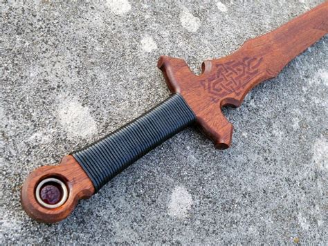 Wooden Sword Handmade Broadsword With Jeweled Pommel Wooden Sword