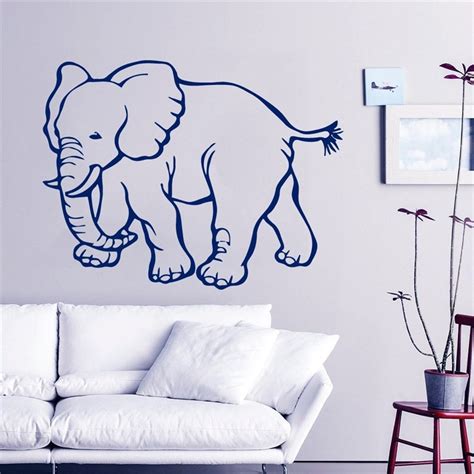 Cute Walking Elephant Wall Stickers For Kids Rooms Animal Pattern Home