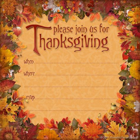 Every person has many special events in his life which he thinks are incomplete without his loved ones with him. Free Printable Thanksgiving Invitations Templates ...