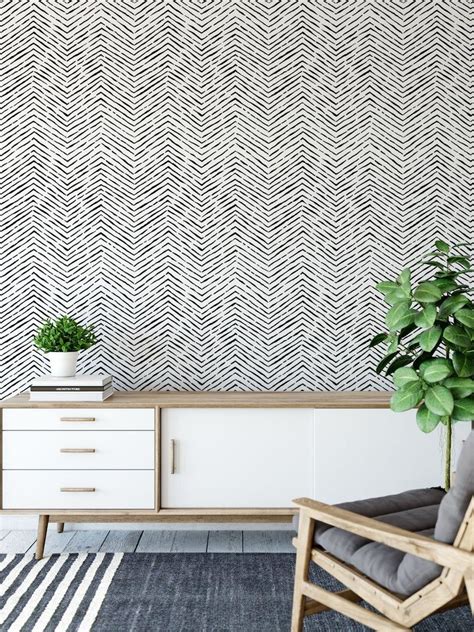 Minimalist Removable Wallpaper Chevron Wallpaper Modern Wallpaper