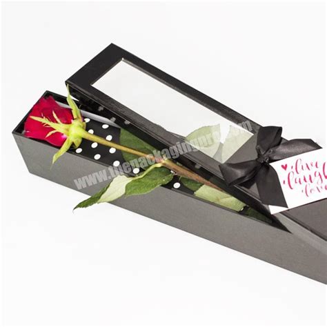 Custom Cardboard Rectangular Flower Packaging Roses Single Long Stem