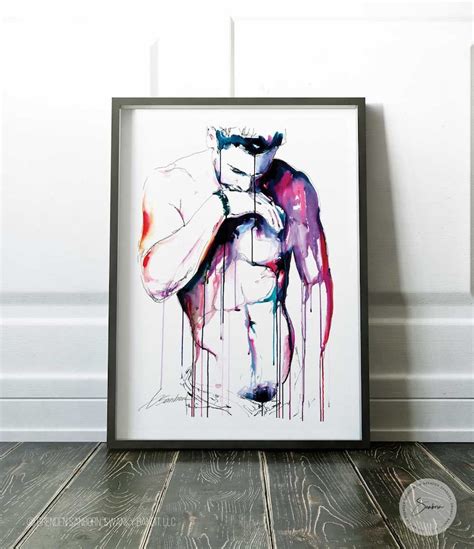 Homoerotic Gay Art Print Sensual Artwork Nude Male Paintings Etsy Denmark