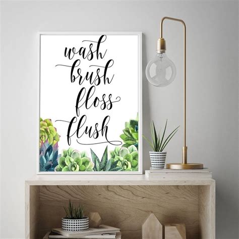 Maybe you would like to learn more about one of these? Modern Wash brush Floss Flush Bathroom Decor Cactus Print ...
