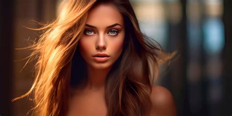 Premium Ai Image Beautiful Portrait Of A Young Girl With Smooth Tanned Skin And Tender
