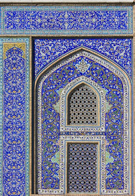 Beautiful Wall Decorated With Blue Tiles Iran Iranian Architecture