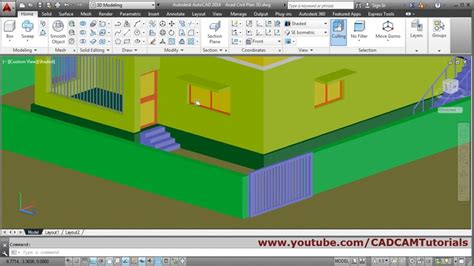 Autocad 3d House Modeling Tutorial Beginner Basic 5 Youtube