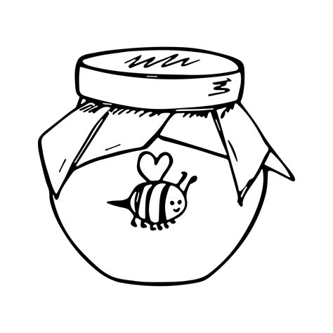Hand Drawn Honey Jar Clipart Healthy Natural Organic Product Doodle 14303132 Vector Art At