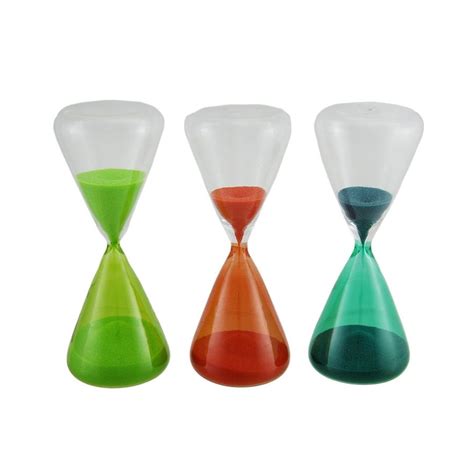 3 Piece Colored Glass And Sand Hourglass Set In T Box 6 X 225 X 2