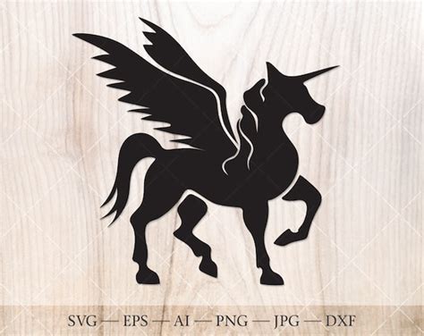 Pegasus Unicorn Horse Silhouette Unicorn With Wings Clipart Etsy Uk