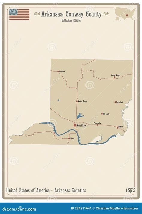 Map Of Conway County In Arkansas Stock Vector Illustration Of