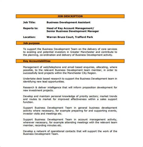 Business Development Manager Position Description - BUNSIS