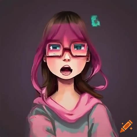 youtuber with pink glasses playing minecraft