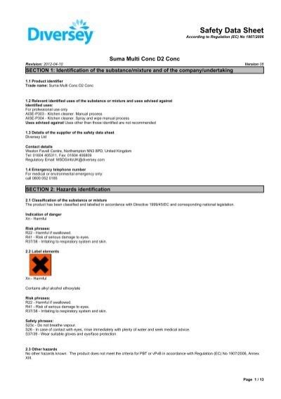 Safety Data Sheet Material Safety Data Sheets Diversey