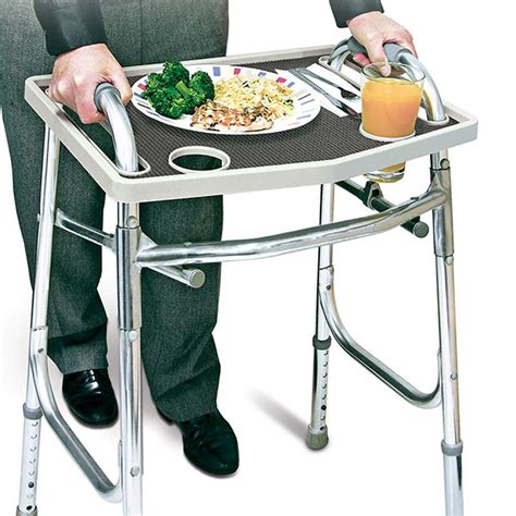 Walker Tray With Non Slip Grip Mat Fits Most Walkers Gray
