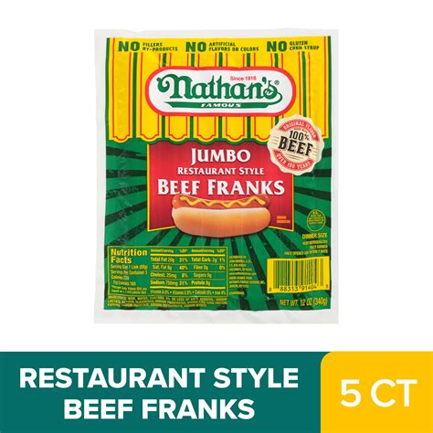 Nathan S Famous Jumbo Restaurant Style Beef Franks Oz Walmart Com