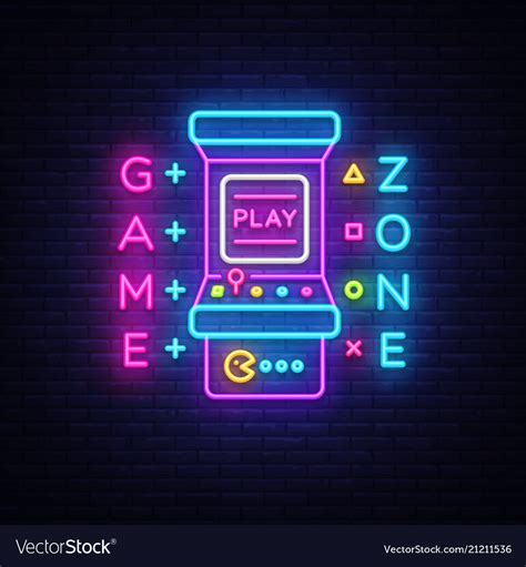 Game Zone Logo Neon Room Neon Sign Royalty Free Vector Image