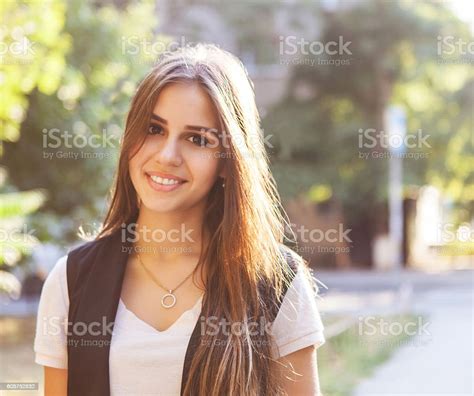 Portrait Of Young Beautiful Smiling Teen Girl Stock Photo Download