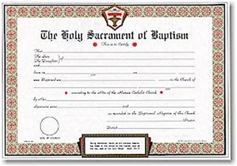 Baptismal Forms Certificate Id 1042 Fc Ziegler Company