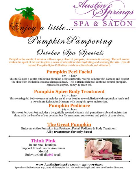 Carve Out Some Time For Yourself This Month With Our October Specials Spa Specials Facial