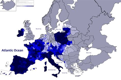 Detailed Map Of The Catholic Dioceses And Baptized People In Europe
