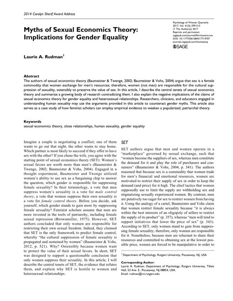 Pdf Myths Of Sexual Economics Theory Implications For Gender Equality