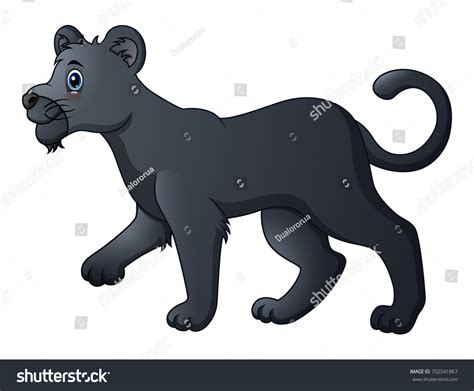 Vector Illustration Cute Black Panther Cartoon Stock Vector Royalty