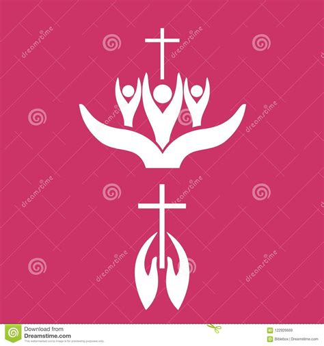 Church Logo People United By Faith In God Stock Vector