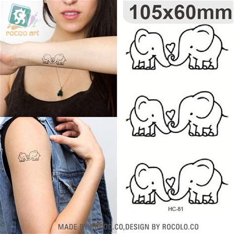 body art sex products waterproof temporary tattoos for men women cute 3d cartoon elephant design