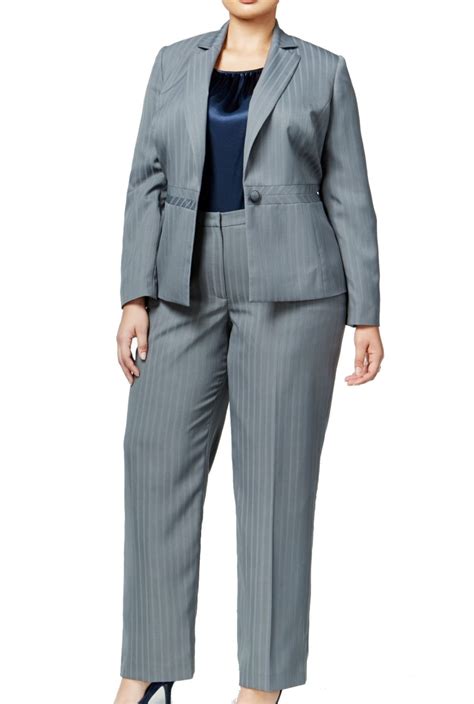 Le Suit New Gray Stone Women S Size 14w Plus 3 Piece Pant Suit Set