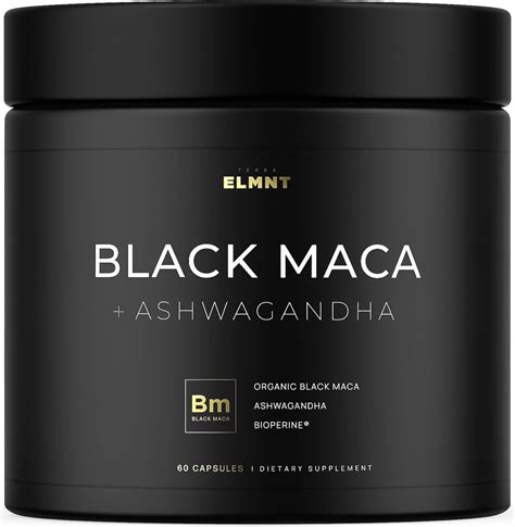 ELMNT Raíz de maca negra orgánica de 40 000 mg con Ashwagandha