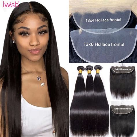 Straight Bundles With 13x4 13x6 Hd Transparent Lace Frontal Closure