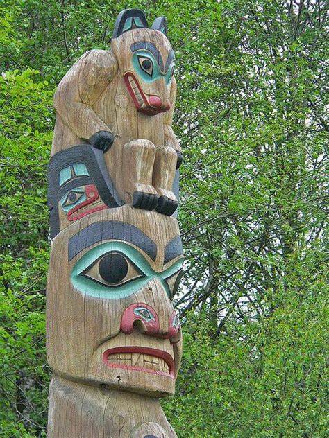 Tlingit Totem Poles At Saxman Native Village Near Ketchikan Alaska