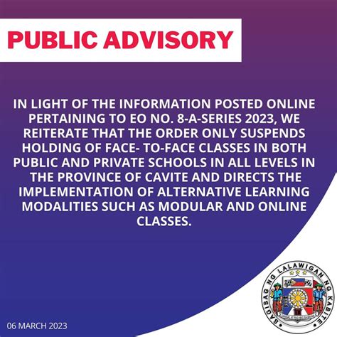 Public Advisory Cavite