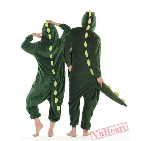 Green Dinosaur Monster Couple Onesies Pajamas Costumes