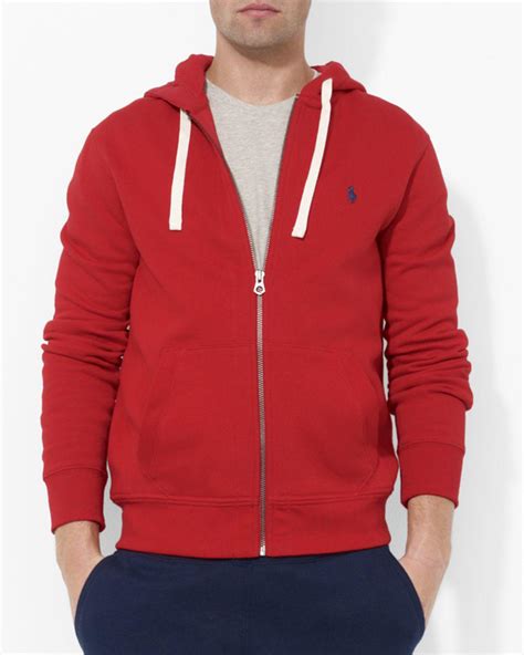 Lyst Polo Ralph Lauren Classic Full Zip Fleece Hoodie In Red For Men
