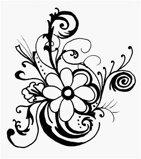 Black And White Flower Border Clipart Floral Border Designs Clip Art Black N White Hd Png