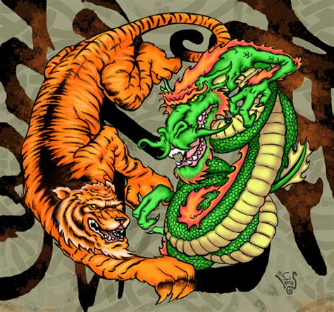 Chinese Dragon And Tiger Wallpaper