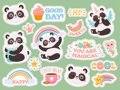 Premium Vector Cute Panda Stickers