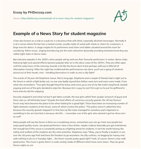 Example Of A News Story For Student Magazine