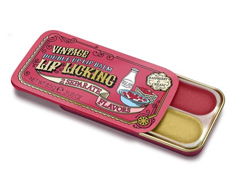 Double Up Lip Licking Flavored Lip Balm Vintage Slider Tin Tinte Cosmetics