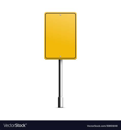 Yellow Rectangle Road Sign Mockup For Street Vector Image