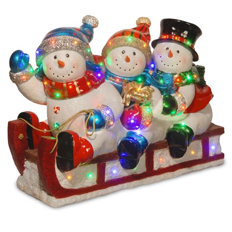 National Tree Company 29in Sledding Snowmen With Multi Color Led Lights