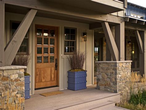 Ranch Style Front Door With Angled Porch And Planters Hgtv